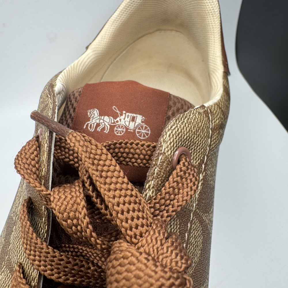 Coach Brown and Cream Suede Sneakers - Picture 2 of 12